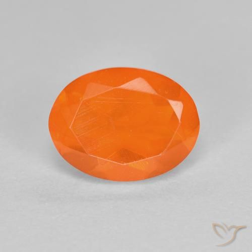 0.92ct 天然 中橙 火蛋白石, 椭圆形, 透明