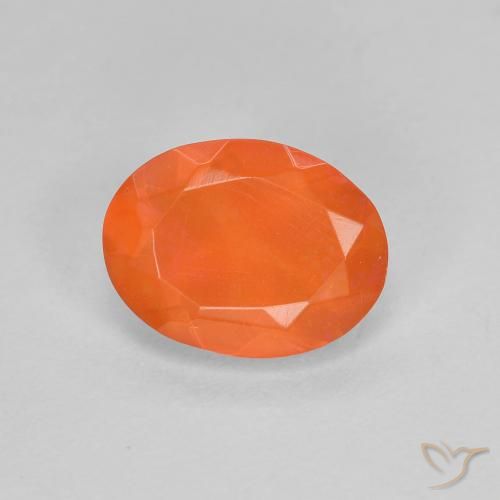 0.68ct 天然 亮橙色 火蛋白石, 椭圆形, 透明