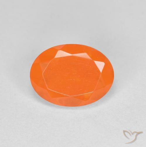 0.76ct 天然 火橙 火蛋白石, 椭圆形, 半透明