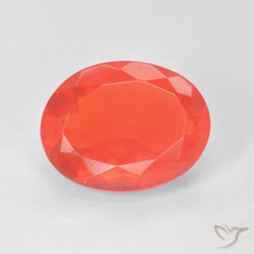 3.17ct 天然 明亮的深红色 - 橙色 火蛋白石, 椭圆形, 透明