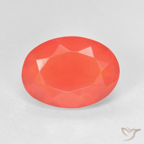 1.74ct 天然 中红 火蛋白石, 椭圆形, 透明