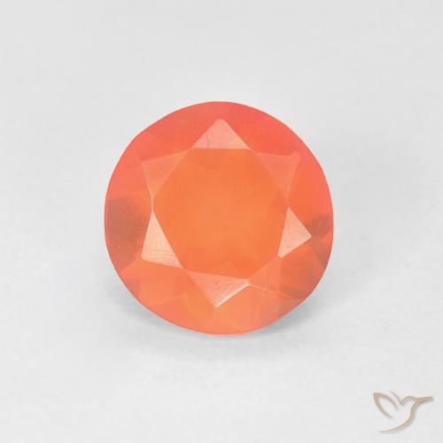 0.72ct 天然 亮橙色 火蛋白石, 圆形的, 透明