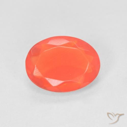 0.79ct 天然 深红橙 火蛋白石, 椭圆形, 透明