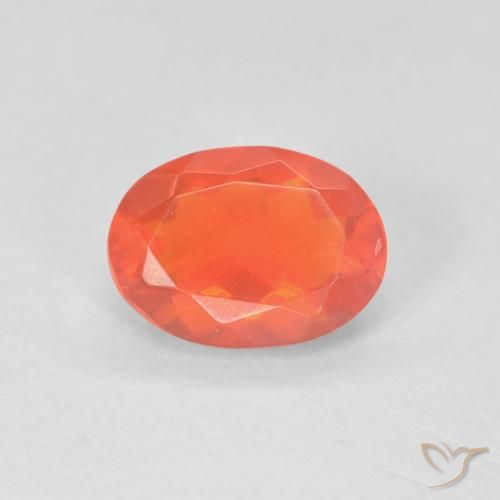 0.57ct 天然 深红橙色 火蛋白石, 椭圆形, 透明