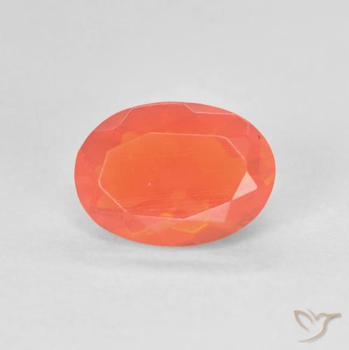 0.88ct 天然 浓橙色 火蛋白石, 椭圆形, 透明
