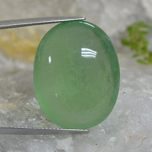 46.27ct 天然 大地绿 萤石, 椭圆形, 半透明