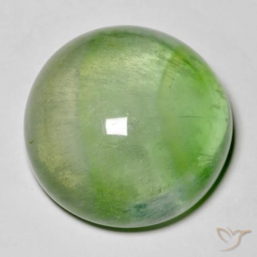 38.51ct 天然 梨绿 萤石, 圆形的, 透明