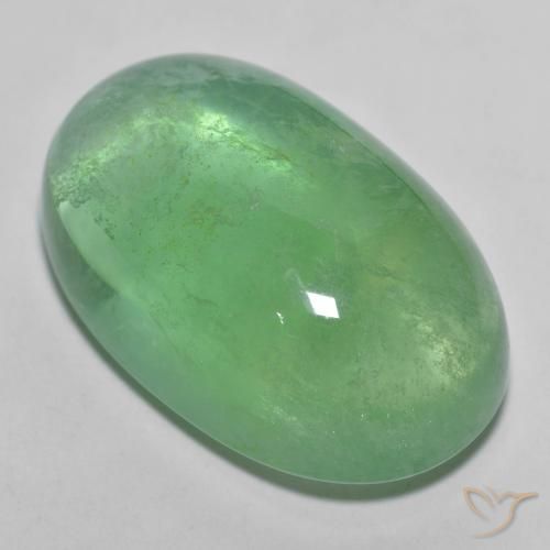 26.04ct 天然 暖绿 萤石, 椭圆形, 透明