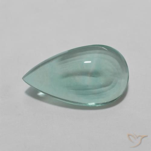 4.78ct 天然 浅蓝绿色 萤石, 梨形, 透明