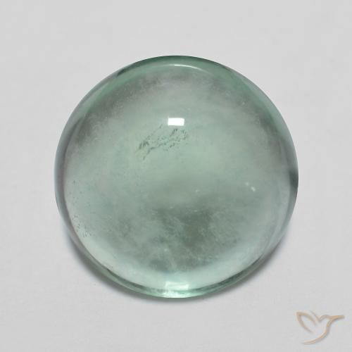 6.16ct 天然 蓝绿色 萤石, 圆形的, 透明