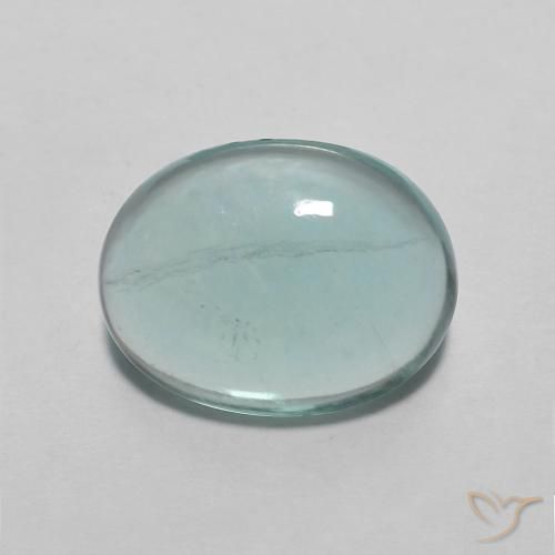 2.24ct 天然 非常浅的蓝绿色 萤石, 椭圆形, 透明