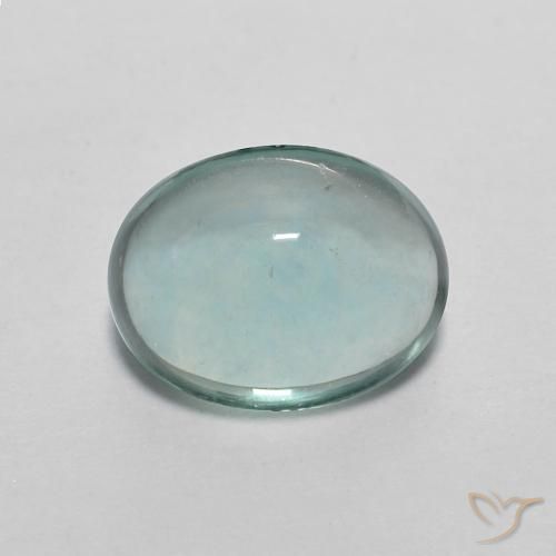 2.29ct 天然 非常浅的蓝绿色 萤石, 椭圆形, 透明