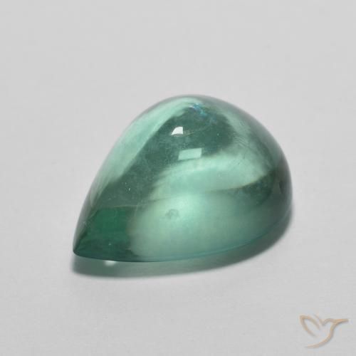 4.81ct 天然 蓝绿色 萤石, 梨形, 透明