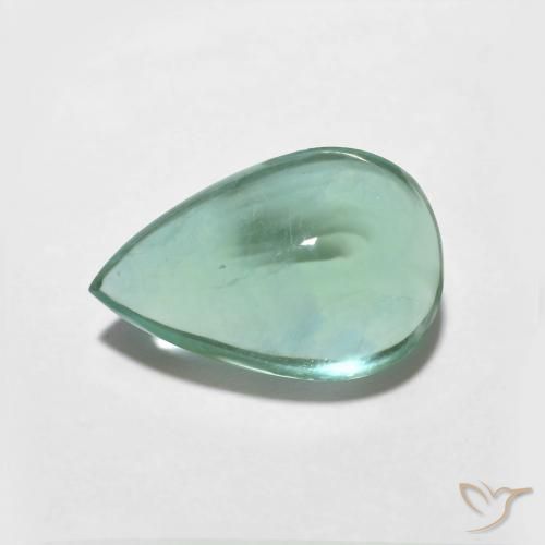 3.87ct 天然 蓝绿色 萤石, 梨形, 透明