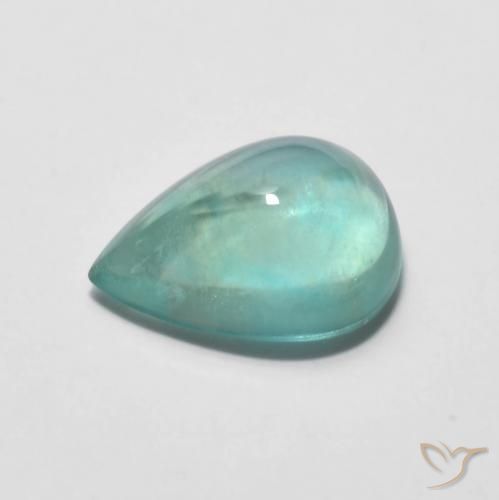 2.96ct 天然 强烈的蓝绿色 萤石, 梨形, 透明