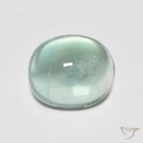 3.15ct 天然 非常浅的蓝绿色 萤石, 椭圆形, 透明