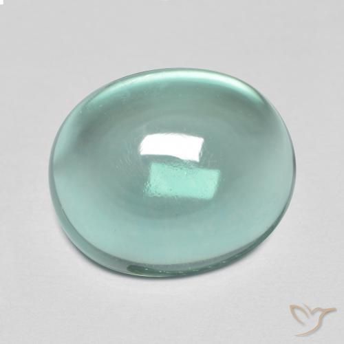 8.43ct 天然 非常浅的蓝绿色 萤石, 椭圆形, 透明