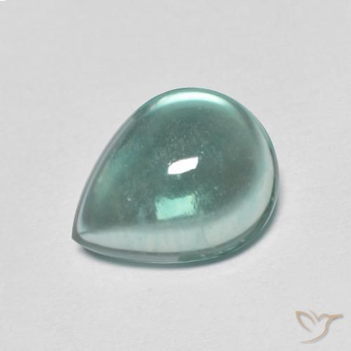 2.74ct 天然 非常浅的蓝绿色 萤石, 梨形, 透明
