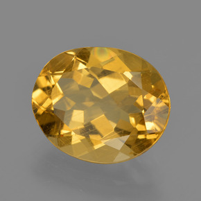 4.34克拉天然黄金色金绿柱石，椭圆形切割，12.1×10毫米，VS