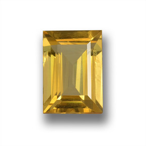 0.90克拉天然黄色金绿柱石，长方形切工，7.2×5毫米，VVS-VS