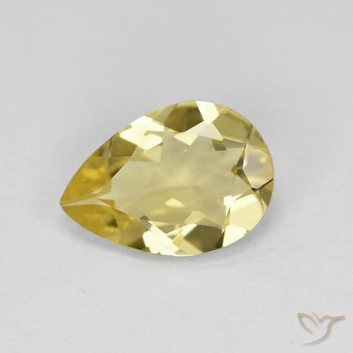1.46克拉天然黄色金绿柱石，梨形，9.9×7.1毫米，VVS-VS