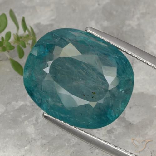 13.98ct 天然 中蓝绿色 花岗岩, 椭圆形, SI