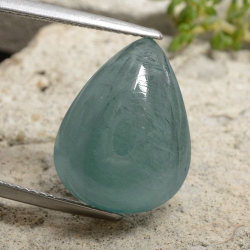 12.25ct 天然 绿蓝色 花岗岩, 梨形, 半透明