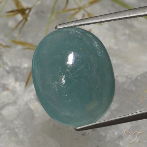 12.95ct 天然 中蓝绿色 花岗岩, 椭圆形, 半透明
