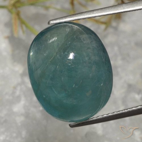 14.09ct 天然 中深绿蓝 花岗岩, 椭圆形, 半透明