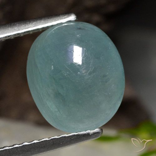 3.31ct 天然 青色色调 花岗岩, 椭圆形, 半透明