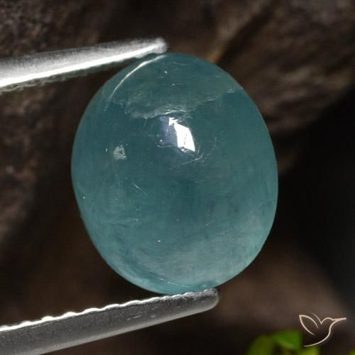3.09ct 天然 蓝绿色 花岗岩, 椭圆形, 半透明