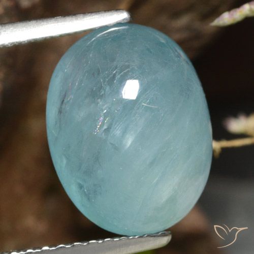 4.58ct 天然 浅蓝绿色 花岗岩, 椭圆形, 半透明