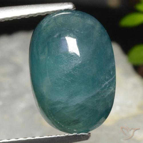 5.05ct 天然 蓝绿色 花岗岩, 椭圆形, 半透明