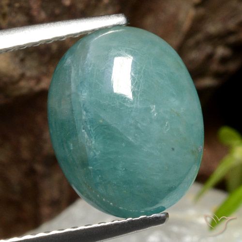 4.11ct 天然 蓝绿色 花岗岩, 椭圆形, 半透明
