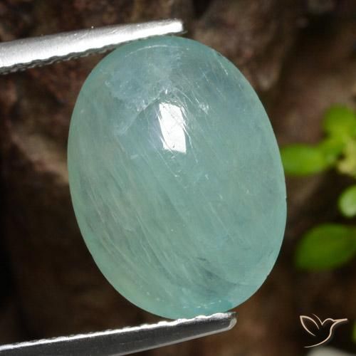 5.25ct 天然 蓝绿色 花岗岩, 椭圆形, 半透明