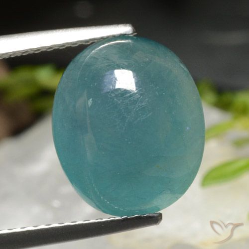 5.96ct 天然 深蓝绿色 花岗岩, 椭圆形, 半透明
