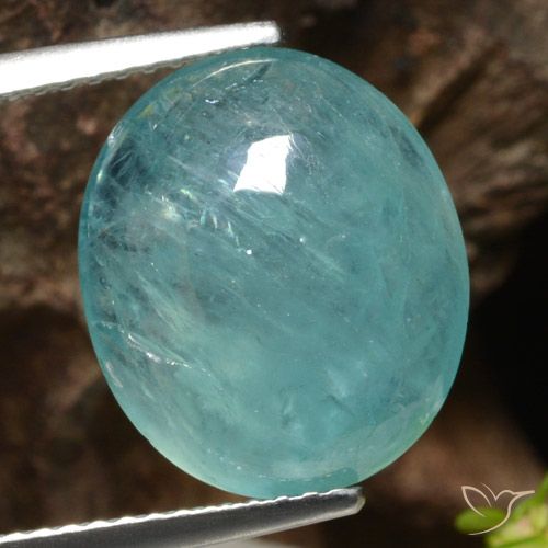 6.41ct 天然 中深蓝绿色 花岗岩, 椭圆形, 半透明