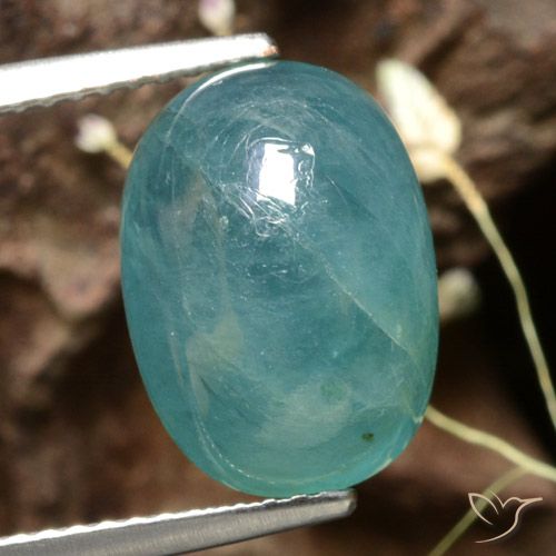 6.02ct 天然 中深蓝绿色 花岗岩, 椭圆形, 半透明