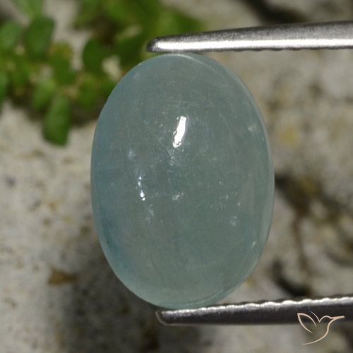 3.78ct 天然 淡蓝绿色 花岗岩, 椭圆形, 半透明
