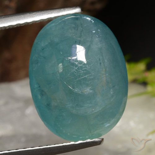 7.22ct 天然 蓝绿色 花岗岩, 椭圆形, 半透明