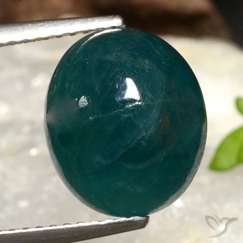 6.91ct 天然 深绿色 蓝色 花岗岩, 椭圆形, 半透明