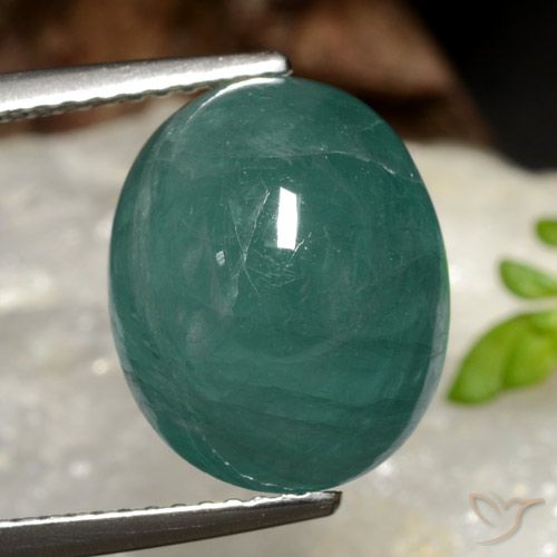 8.97ct 天然 深绿松石 花岗岩, 椭圆形, 半透明