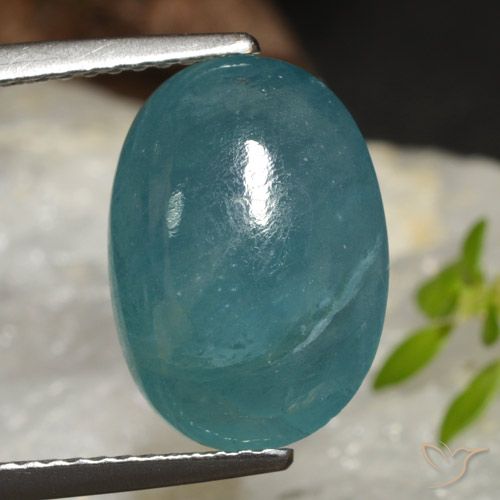 6.33ct 天然 蓝绿色 花岗岩, 椭圆形, 半透明
