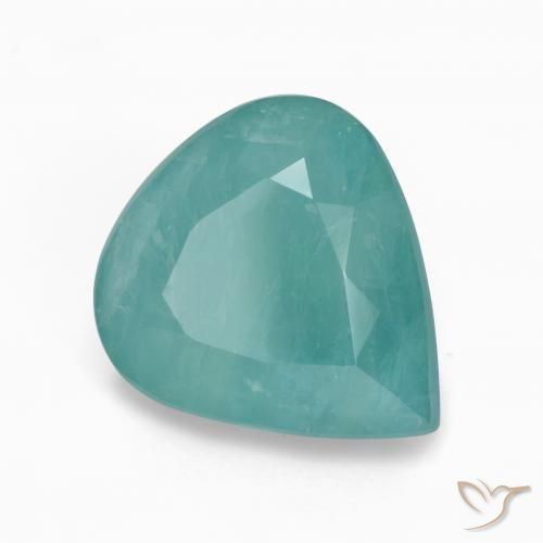 7.09ct 天然 深蓝绿色 花岗岩, 梨形, I1