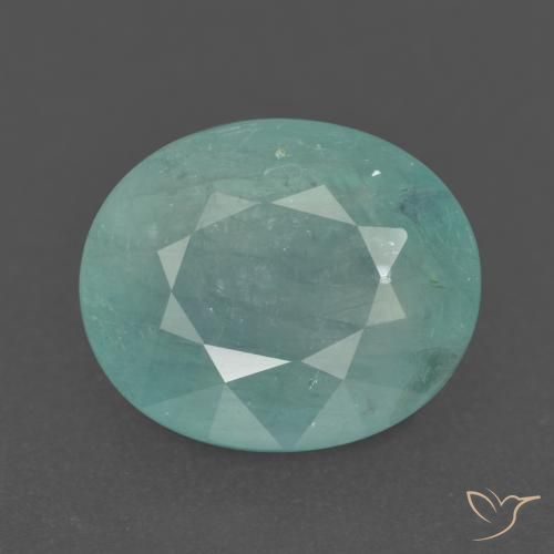 3.51ct 天然 光蓝绿色 花岗岩, 椭圆形, VS-SI