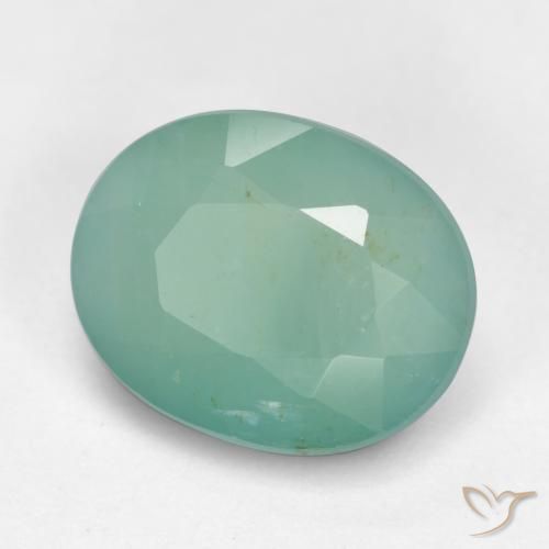 3.04ct 天然 中蓝绿色 花岗岩, 椭圆形, SI