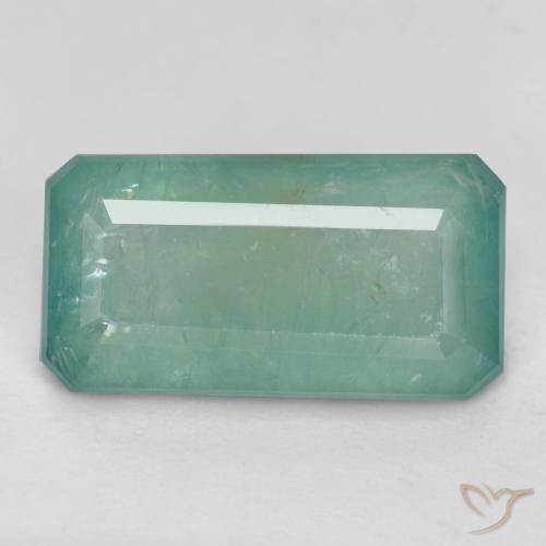 3.05ct 天然 中蓝绿色 花岗岩, 祖母绿式切割, SI