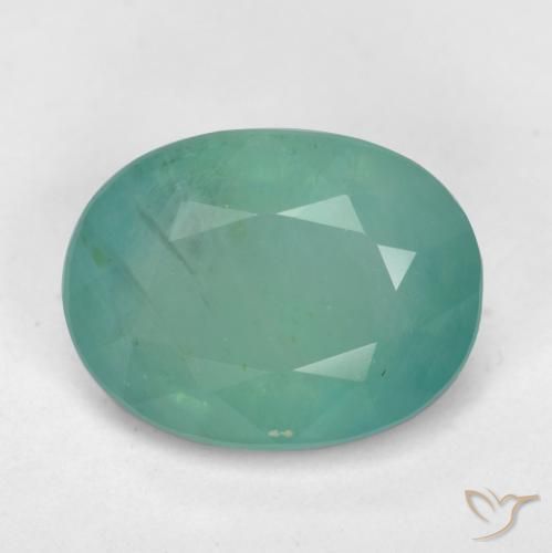 2.58ct 天然 中蓝绿色 花岗岩, 椭圆形, SI