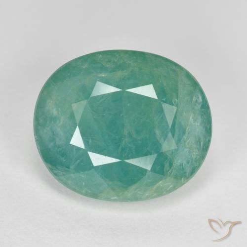 6.31ct 天然 中蓝绿色 花岗岩, 椭圆形, SI-I1