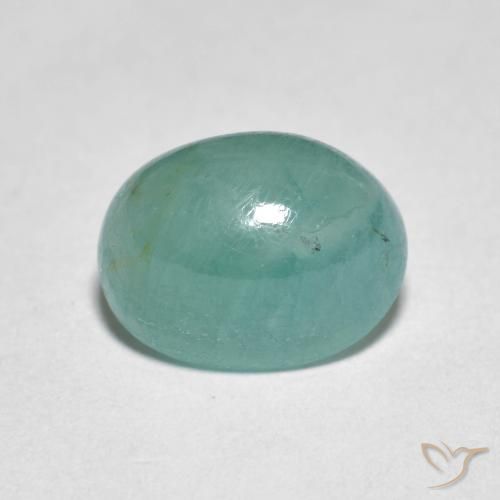 3.09ct 天然 蓝绿色 花岗岩, 椭圆形, 半透明